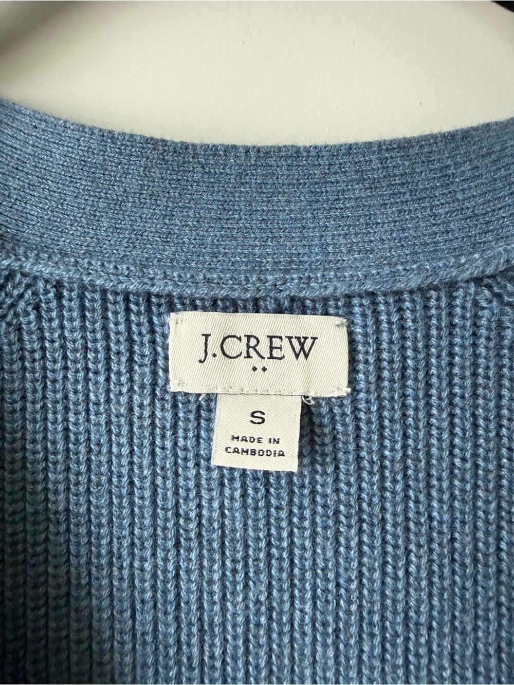 J. Crew Dusty Blue Ribbed V-Neck Button Cardigan - Picture 2 of 4